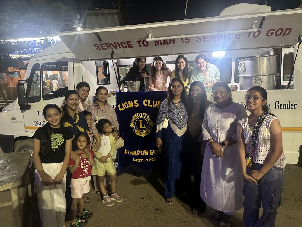 Members of the Lions Club of Dimapur Elite pose for a photo during the hunger relief drive in Dimapur.